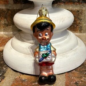 Rare Disney Pinocchio Hand Blown Glass Christmas Ornament